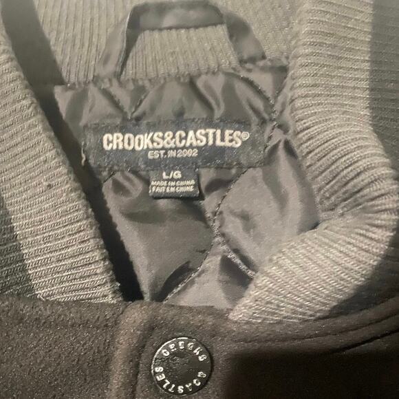 Crooks and Castles All Black Medusa Varsity Bomber Jacket Size Large - Picture 6 of 7